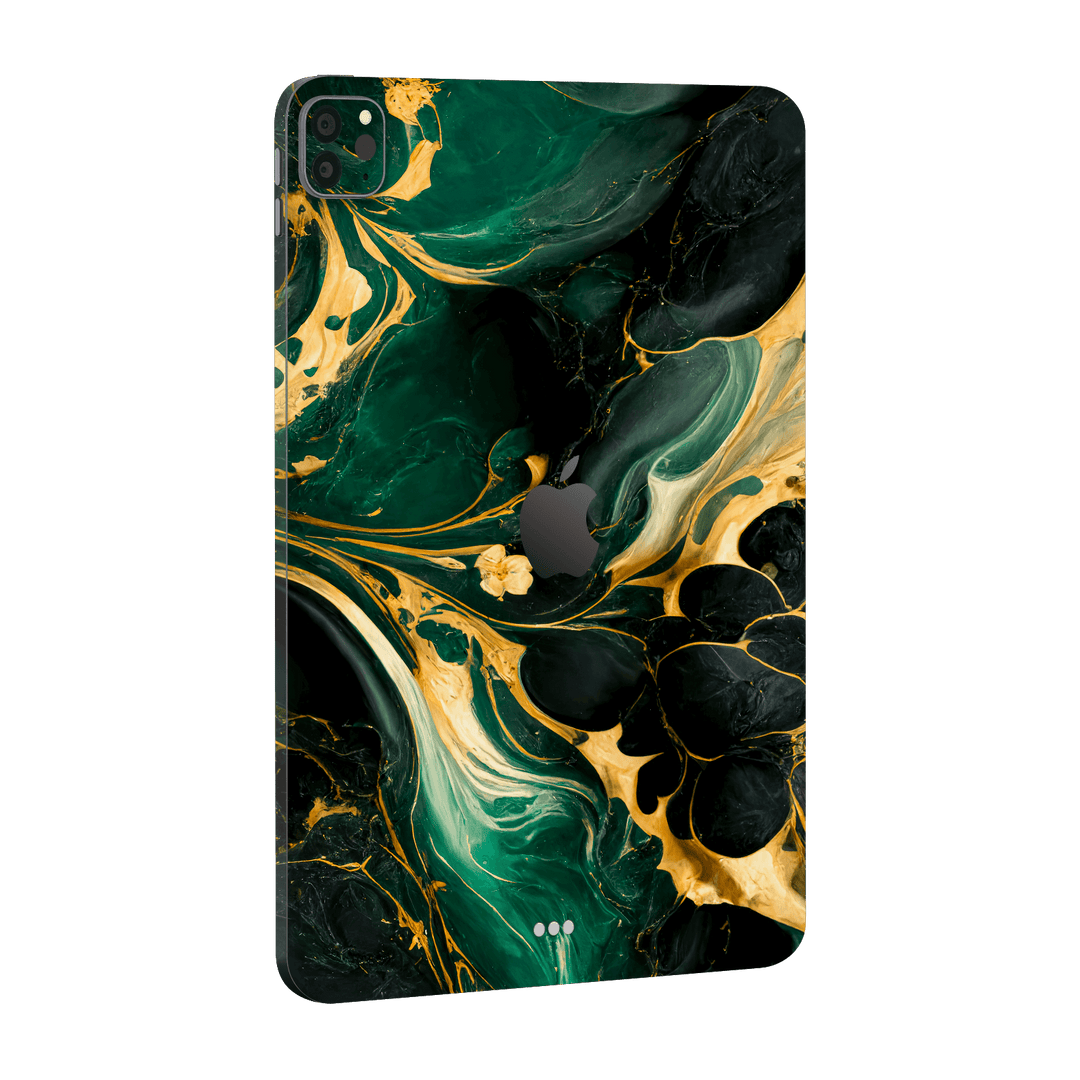 iPad PRO 11" (2021) Print Printed Custom SIGNATURE Agate Geode Royal Green Gold Skin Wrap Sticker Decal Cover Protector by EasySkinz | EasySkinz.com