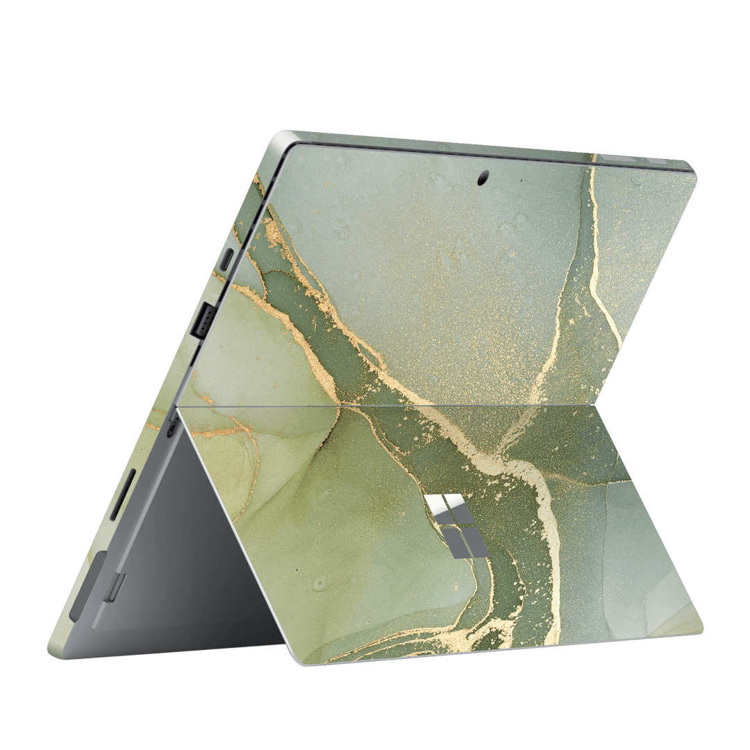 Microsoft Surface Pro 7 Print Printed Custom Signature AGATE GEODE Green-Gold Skin, Wrap, Decal, Protector, Cover by EasySkinz | EasySkinz.com