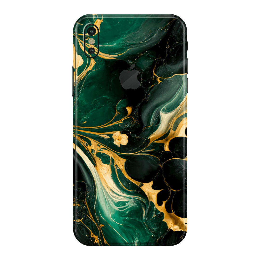 iPhone XS Print Printed Custom SIGNATURE Agate Geode Royal Green Gold Skin Wrap Sticker Decal Cover Protector by EasySkinz | EasySkinz.com