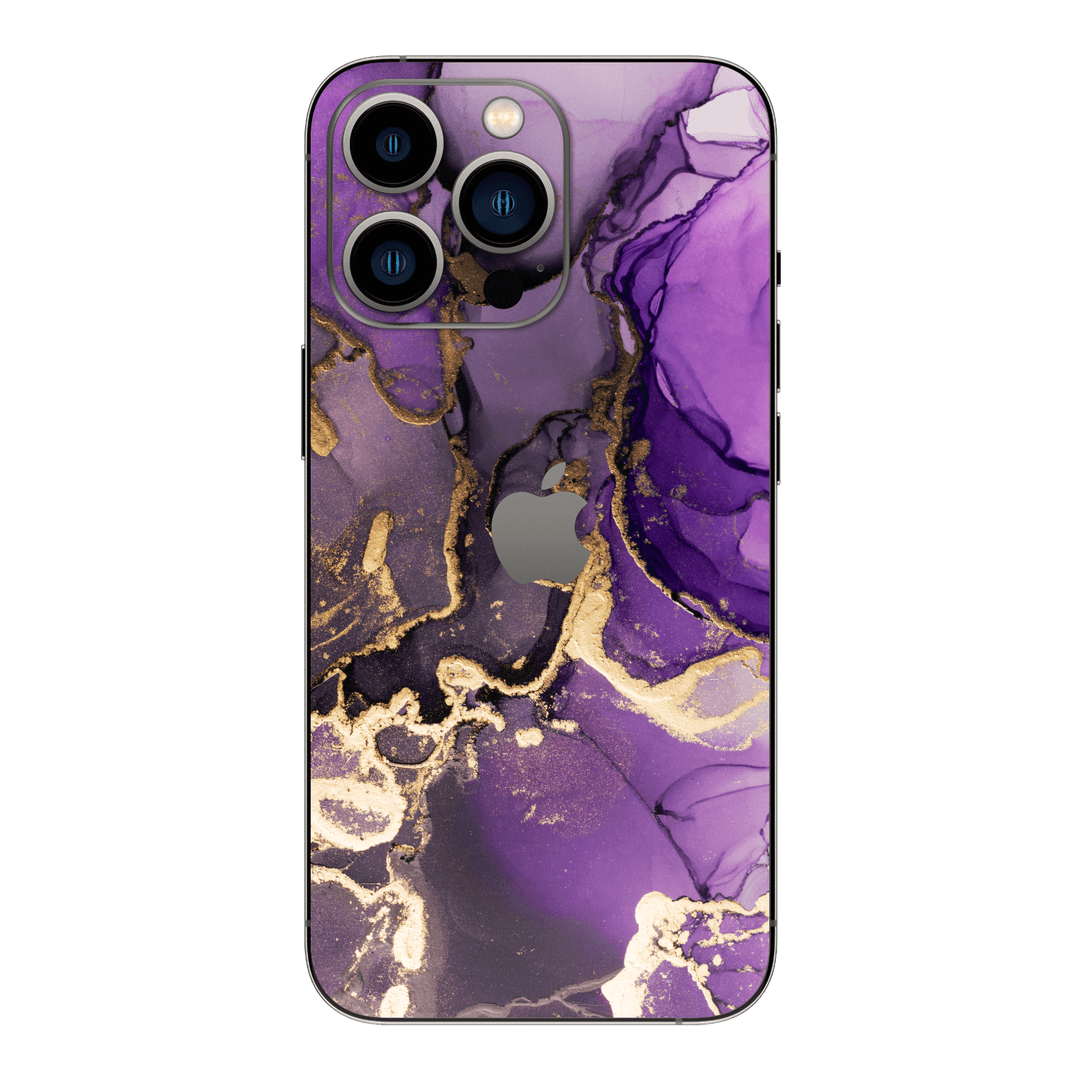 iPhone 13 PRO Print Printed Custom SIGNATURE AGATE GEODE Purple-Gold Skin Wrap Sticker Decal Cover Protector by EasySkinz | EasySkinz.com