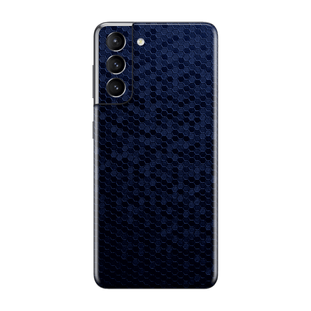 Samsung Galaxy S21+ PLUS Luxuria Navy Blue Honeycomb 3D Textured Skin Wrap Sticker Decal Cover Protector by EasySkinz