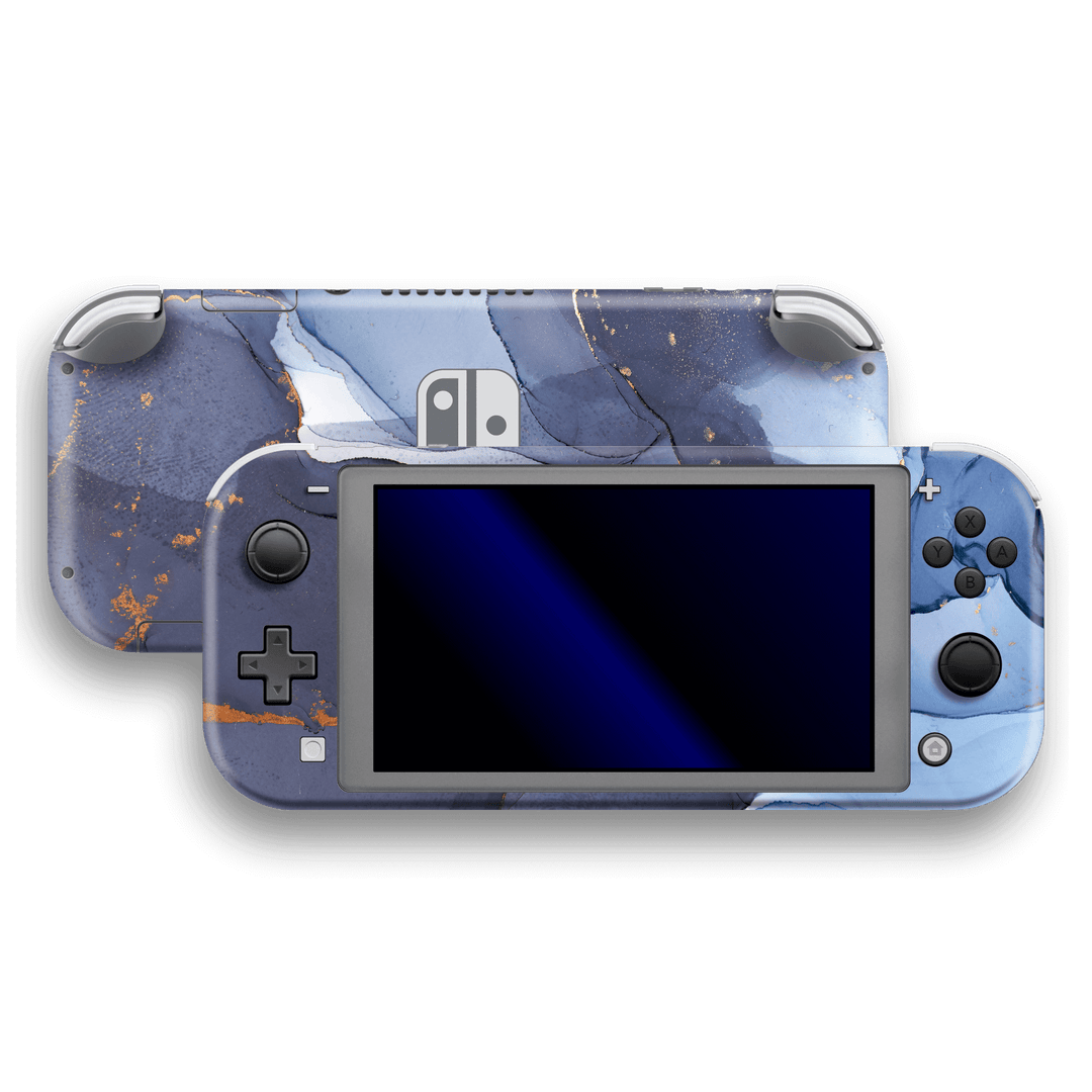 Nintendo Switch LITE SIGNATURE AGATE GEODE Pigeon Blue-Gold Skin Wrap Sticker Decal Cover Protector by EasySkinz