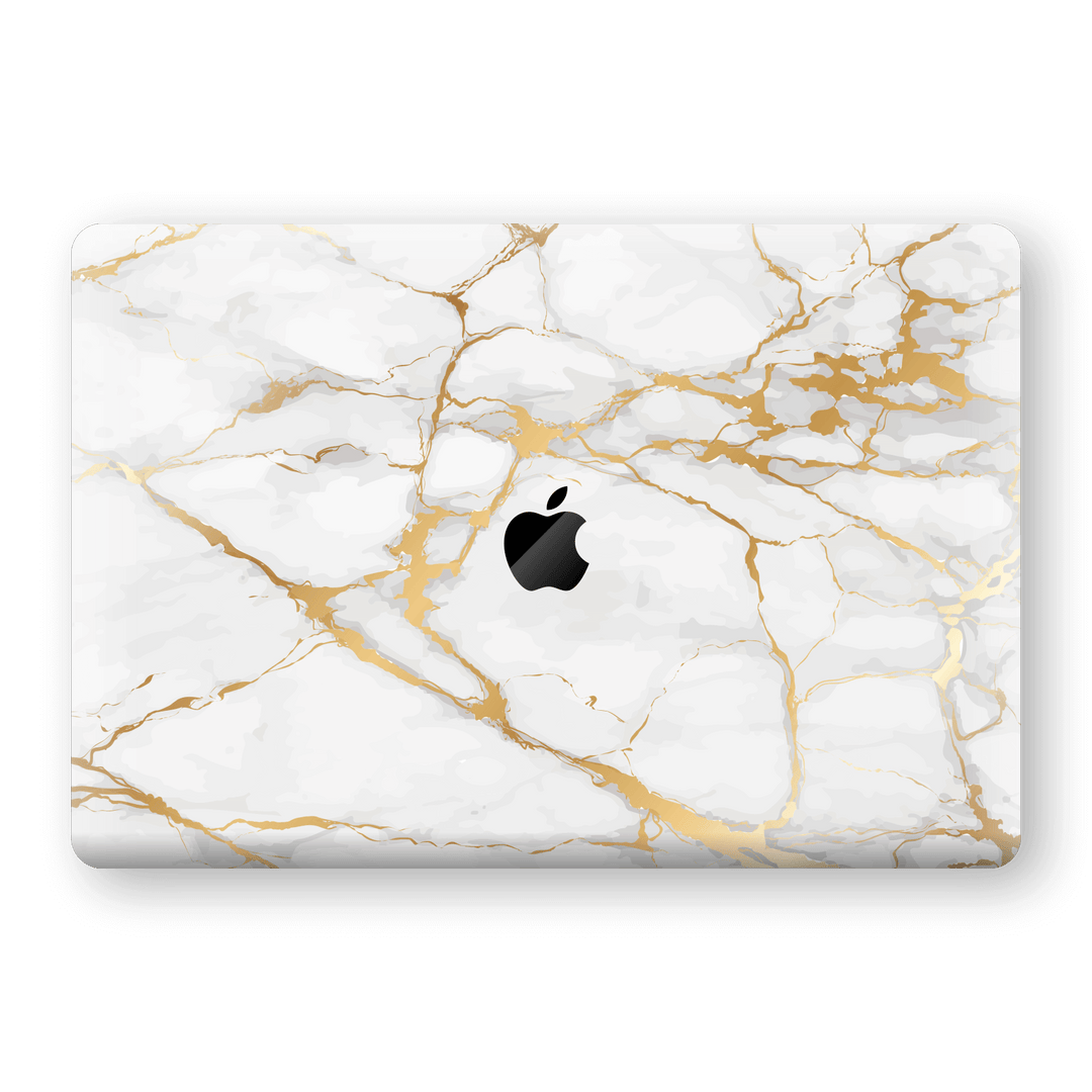 MacBook Air 13" (2018-2019) Print Custom Signature Marble White Gold Skin Wrap Decal by EasySkinz - Design 2