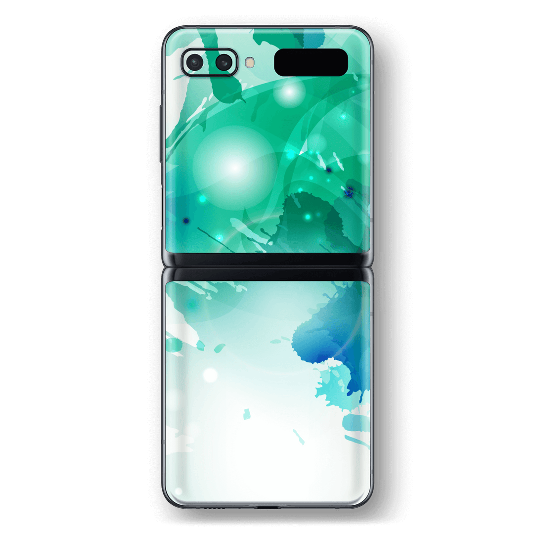 Samsung Galaxy Z Flip 5G Print Printed Custom SIGNATURE Seafoam-Green Splash Skin Wrap Sticker Decal Cover Protector by EasySkinz