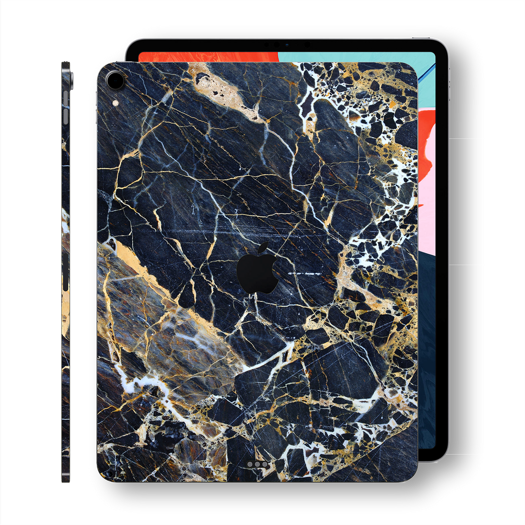 iPad Pro 11 inch 2018 Signature Marble Blue-Gold Printed Skin Wrap Decal Protector | EasySkinz